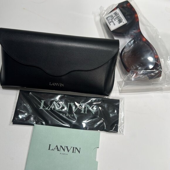 Lanvin Mother & Child 55mm Rectangle Sunglasses Havana Red - Picture 7 of 10